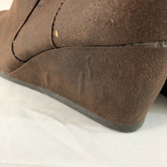 Sugar Womens Ankle Boots Booties Wedge Heel Faux Suede Zipper Buckle Brown 8.5 - Picture 5 of 9